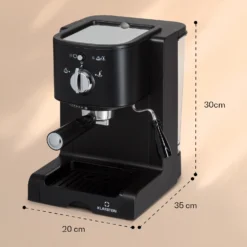 Passionata 20 Espressomaschine 20 Bar 6 Tassen 1,25 Liter Milchschaum -Klarstein Verkaufs 10037855 yy 0007 dimensions