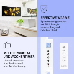 Wonderwall Air Art Smart Infrarotheizung Goldenes Blatt 120x60cm 700W -Klarstein Verkaufs 10037920 de 0004 logo