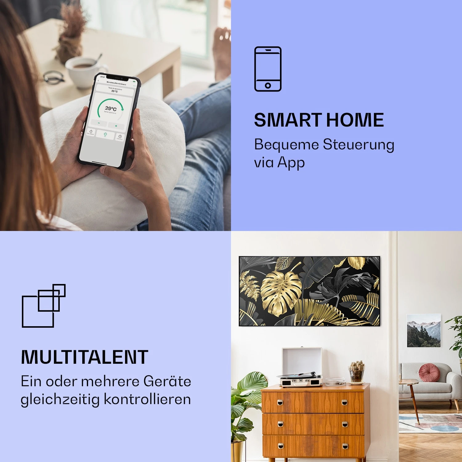 Wonderwall Air Art Smart Infrarotheizung Schwarzes Blatt 120x60cm 700W Wonderwall Air Art Smart Infrarotheizung Schwarzes Blatt 120x60cm 700W -Klarstein Verkaufs 10037921 de 0002 logo