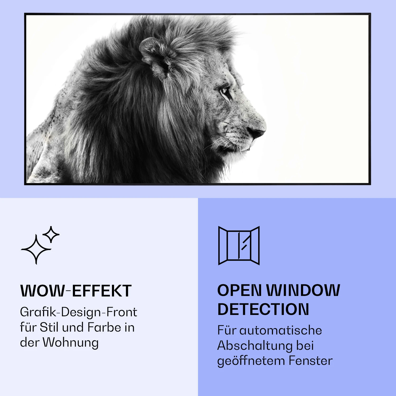 Wonderwall Air Art Smart Infrarotheizung Löwe 60x120cm 700W Wonderwall Air Art Smart Infrarotheizung Löwe 60x120cm 700W -Klarstein Verkaufs 10037925 de 0006 logo