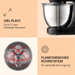 Bella Mini Rührmaschine 1200 W 6 Stufen 4 Liter Edelstahl Pulsfunktion 3 Bella Mini Rührmaschine 1200 W 6 Stufen 4 Liter Edelstahl Pulsfunktion -Klarstein Verkaufs 10037980 de 0004 logo