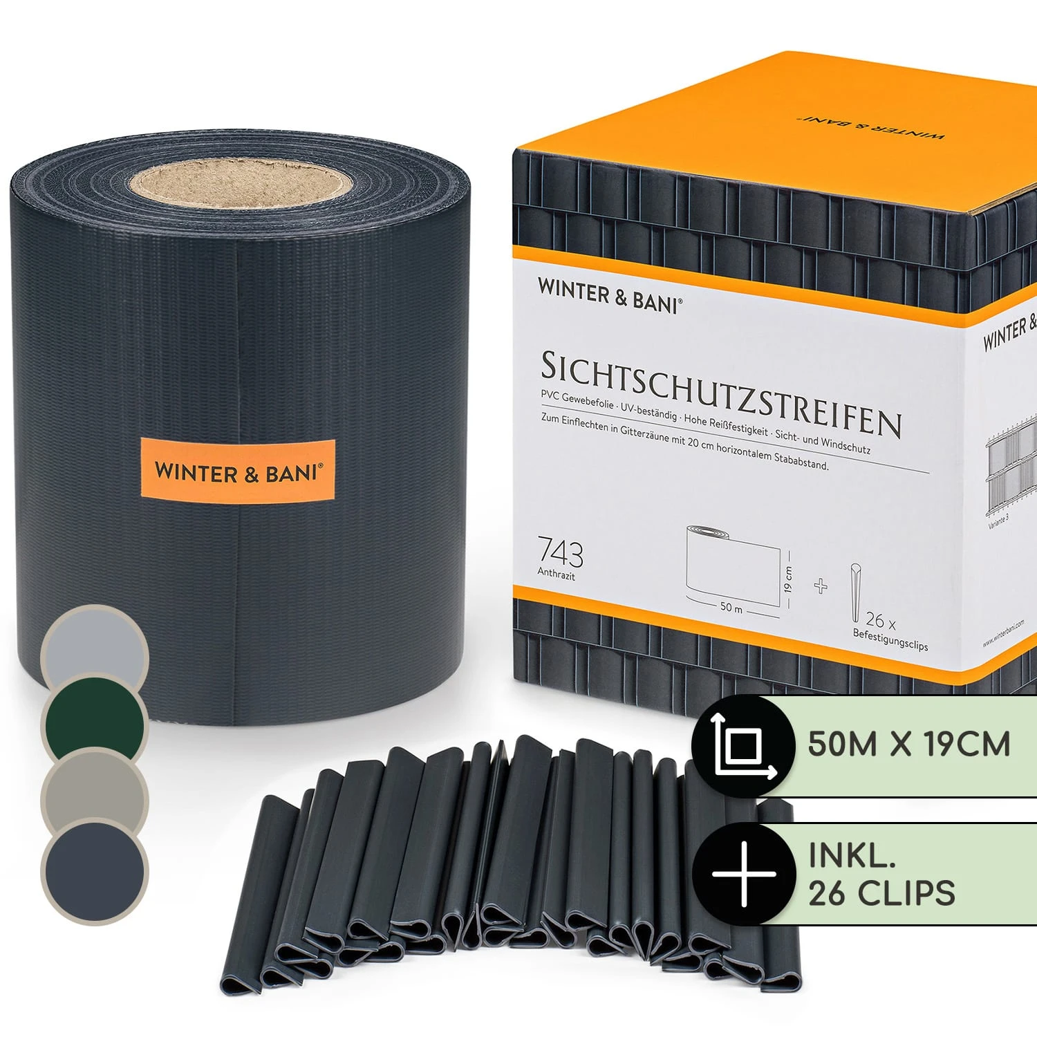 Sichtschutzstreifen Gartenzaun PVC 450 g/m² 50x19cm Clips Sichtschutzstreifen Gartenzaun PVC 450 G/m² 50x19cm Clips -Klarstein Verkaufs 10037983 de 0001 main