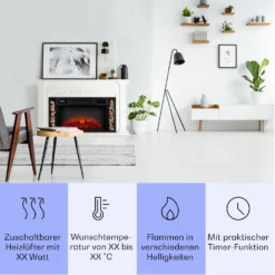 Villarrica Elektrokamin 1900 W LED-Technik Wandeinbau Fernbedienung -Klarstein Verkaufs 10038007 de 0003 usp