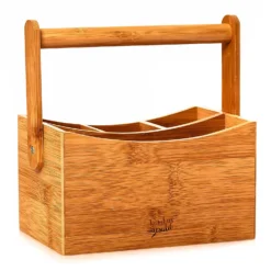 Schreibtischorganizer Tragegriff 4 Fächer 22,5x12x17cm Bambus