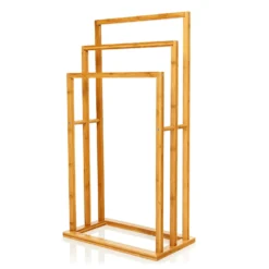 Handtuchhalter 3-fache Handtuchstange 42x80x24 Cm Treppenoptik Bambus