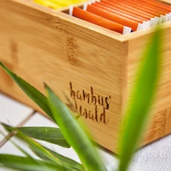 Teebox 6 Fächer 90 Teebeutel Kunststoff-Sichtfenster Bambus -Klarstein Verkaufs 10038069 yy 0006 logo