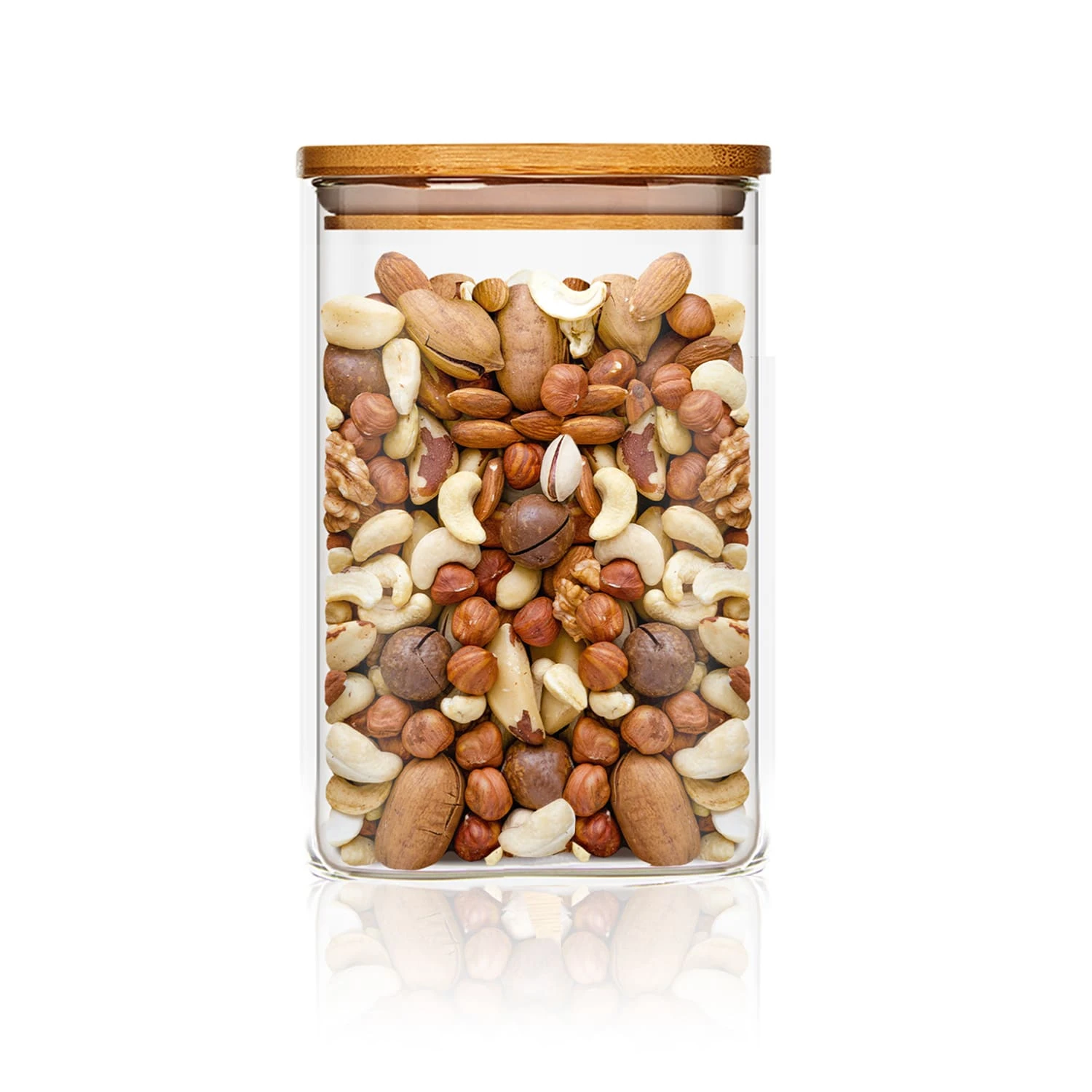 Eckiges Glas mit Bambusdeckel luftdicht mit Silikonring 10x16x10 cm 1200 ml Eckiges Glas Mit Bambusdeckel Luftdicht Mit Silikonring 10x16x10 Cm 1200 Ml -Klarstein Verkaufs 10038103 yy 0001 titel