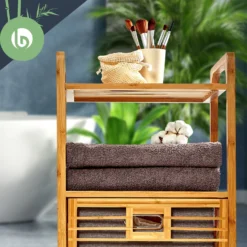 2-in-1 Standregal 2 Ablagefächer Herausnehmbarer Korb Bambus Baumwolle -Klarstein Verkaufs 10038135 yy 0005 logo