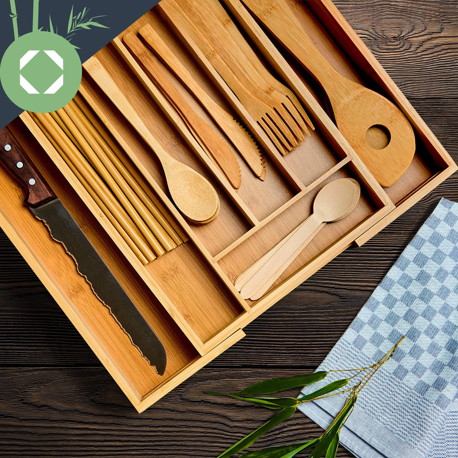 Besteckkasten 5-7 Fächer max. 40 x 5 x 35,5 cm Bambus Besteckkasten 5-7 Fächer Max. 40 X 5 X 35,5 Cm Bambus -Klarstein Verkaufs 10038140 yy 0003 logo