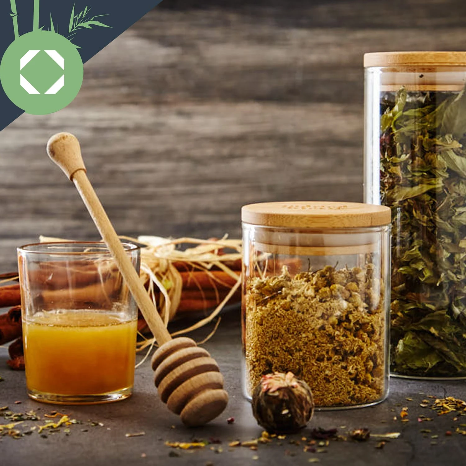 Rundes Glas mit Bambusdeckel 4er-Set Inhalt: 600 ml, 1000 ml, 1500 ml, 1800 ml Rundes Glas Mit Bambusdeckel 4er-Set Inhalt: 600 Ml, 1000 Ml, 1500 Ml, 1800 Ml -Klarstein Verkaufs 10038254 yy 0004 logo