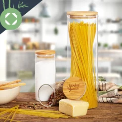 Rundes Glas Mit Bambusdeckel 4er-Set Inhalt: 600 Ml, 1000 Ml, 1500 Ml, 1800 Ml 6 Rundes Glas Mit Bambusdeckel 4er-Set Inhalt: 600 Ml, 1000 Ml, 1500 Ml, 1800 Ml -Klarstein Verkaufs 10038254 yy 0007 logo