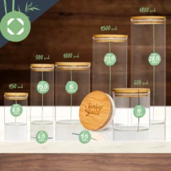 Rundes Glas Mit Bambusdeckel 4er-Set Inhalt: 600 Ml, 1000 Ml, 1500 Ml, 1800 Ml 7 Rundes Glas Mit Bambusdeckel 4er-Set Inhalt: 600 Ml, 1000 Ml, 1500 Ml, 1800 Ml -Klarstein Verkaufs 10038254 yy 0008 logo