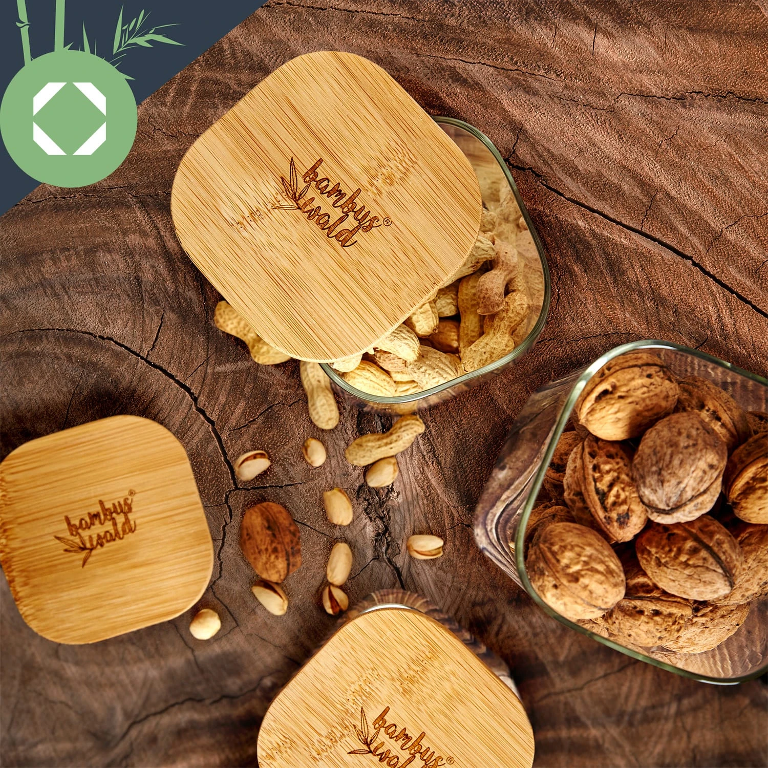 Eckiges Glas mit Bambusdeckel luftdicht mit Silikonring 10x10x10 cm 3x 700 ml Eckiges Glas Mit Bambusdeckel Luftdicht Mit Silikonring 10x10x10 Cm 3x 700 Ml -Klarstein Verkaufs 10038258 yy 0005 logo