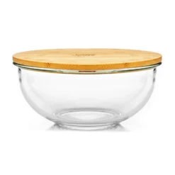 Glasschüssel 2200 Ml Bambusdeckel Verschließbar BPA-frei Größe L
