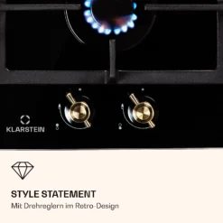 Victoria Domino Gaskochfeld 2-flammig Sabaf-Brenner Glaskeramik Retro-Look -Klarstein Verkaufs 10038374 de 0006 logo