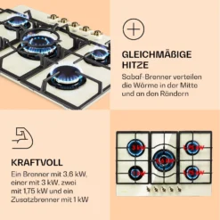 Victoria 5 Gaskochfeld 5-flammig Sabaf-Brenner Glaskeramik Retro-Look -Klarstein Verkaufs 10038377 de 0003 logo