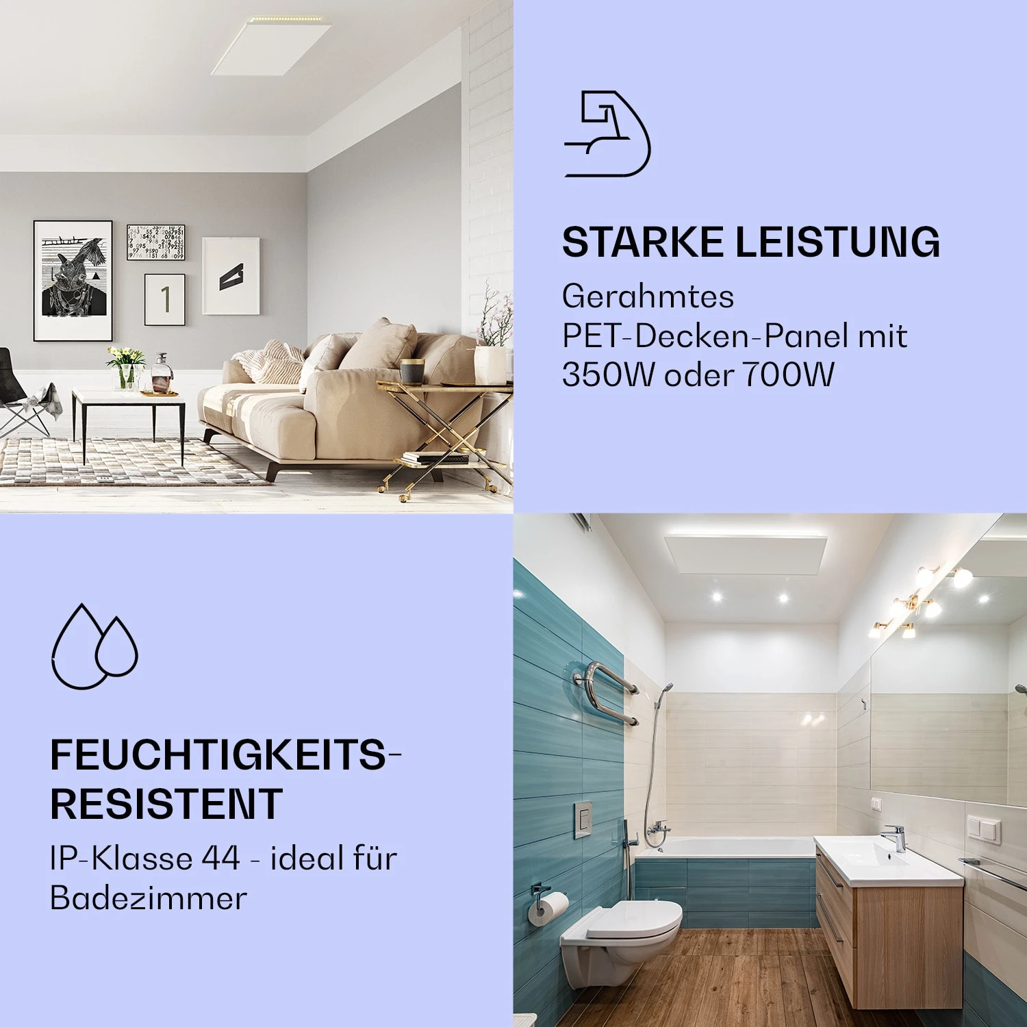 Wondersky Decken-Infrarotheizstrahler 700W 60 x 6 x 120 cm (BxHxT) IP44 Wondersky Decken-Infrarotheizstrahler 700W 60 X 6 X 120 Cm (BxHxT) IP44 -Klarstein Verkaufs 10038380 de 0005 logo