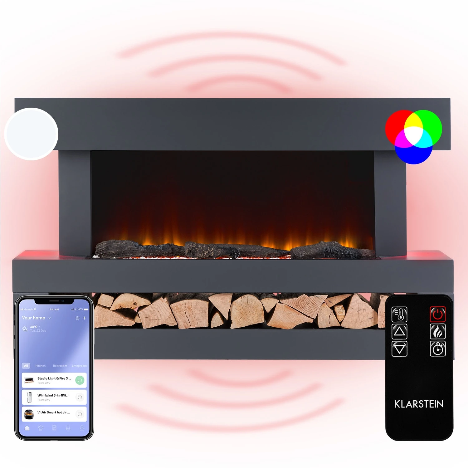 Studio Light & Fire 3 Smart Kamin 1000/2000W MDF WiFi-Steuerung Studio Light & Fire 3 Smart Kamin 1000/2000W MDF WiFi-Steuerung -Klarstein Verkaufs 10038384 de 0001 main