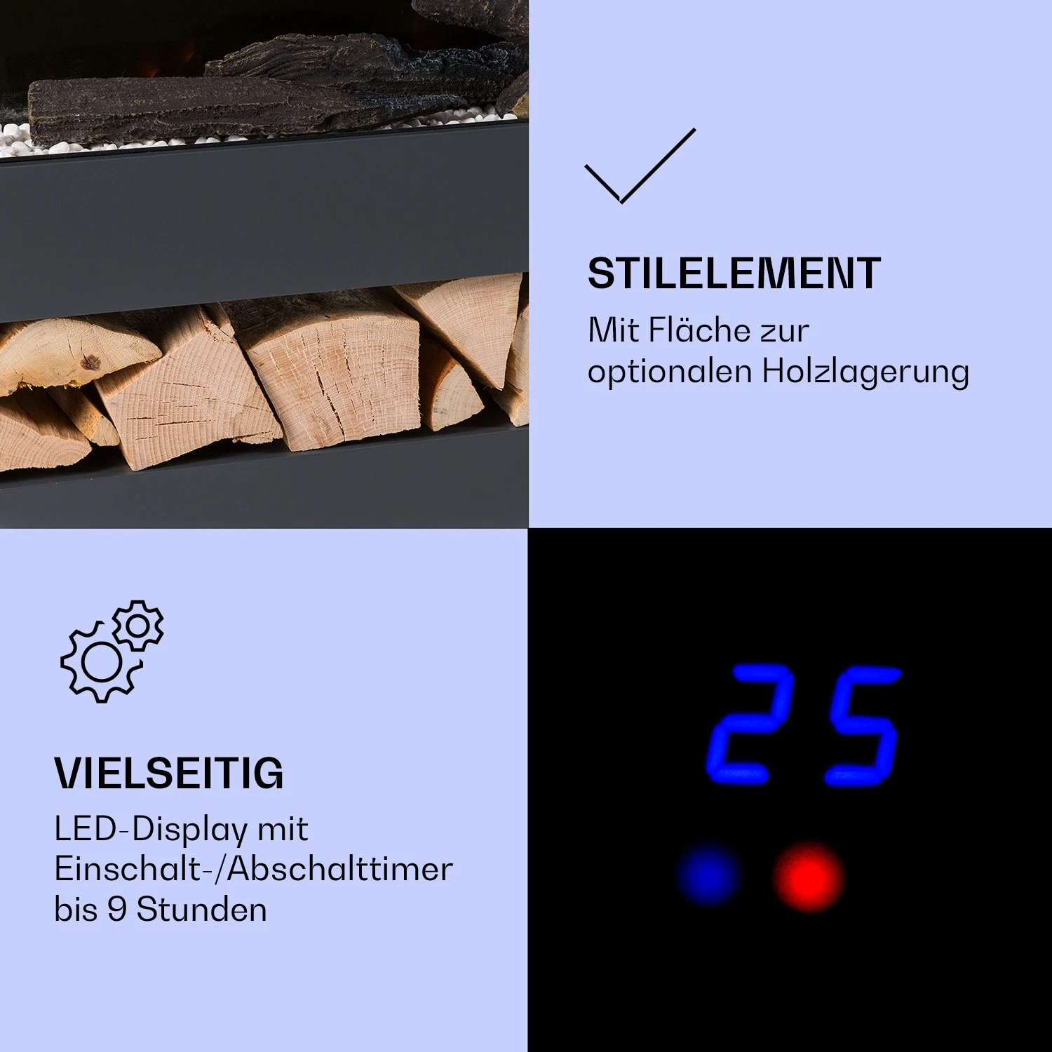 Studio Light & Fire 3 Smart Kamin 1000/2000W MDF WiFi-Steuerung Studio Light & Fire 3 Smart Kamin 1000/2000W MDF WiFi-Steuerung -Klarstein Verkaufs 10038384 de 0004 logo