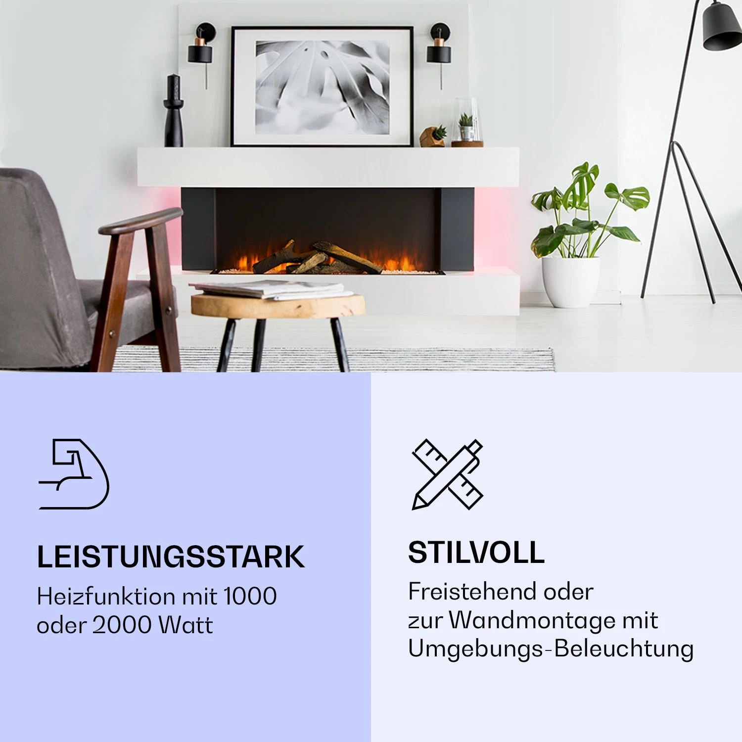 Studio Light & Fire 1 Smart Kamin 1000/2000W MDF WiFi-Steuerung Studio Light & Fire 1 Smart Kamin 1000/2000W MDF WiFi-Steuerung -Klarstein Verkaufs 10038385 de 0003 logo