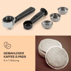 Pausa Espressomaker 1350 Watt 20 Bar Druck Wassertank: 1,4 Liter Edelstahl -Klarstein Verkaufs 10038393 de 0003 logo