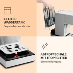 Pausa Espressomaker 1350 Watt 20 Bar Druck Wassertank: 1,4 Liter Edelstahl -Klarstein Verkaufs 10038393 de 0007 logo