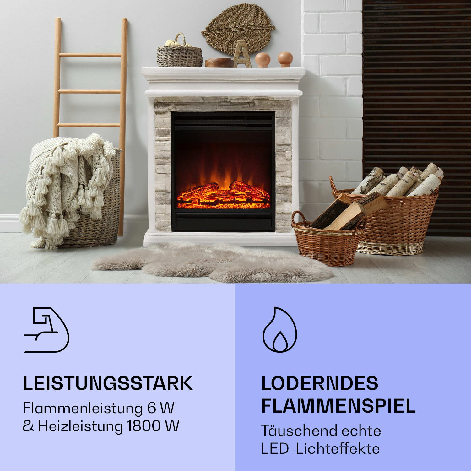 Nevis Peak Elektrischer Kamin 1800 W Heizfunktion 10 bis 30 °C Fernbedienung Nevis Peak Elektrischer Kamin 1800 W Heizfunktion 10 Bis 30 °C Fernbedienung -Klarstein Verkaufs 10038399 de 0004 logo