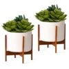 Thorn Blumentopf Mit Ständer 50er Jahre Stil 2er-Set Akazie 19,6x20x19,6 Cm