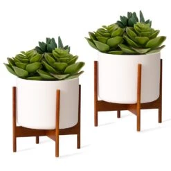 Thorn Blumentopf Mit Ständer 50er Jahre Stil 2er-Set Akazie 19,6x20x19,6 Cm