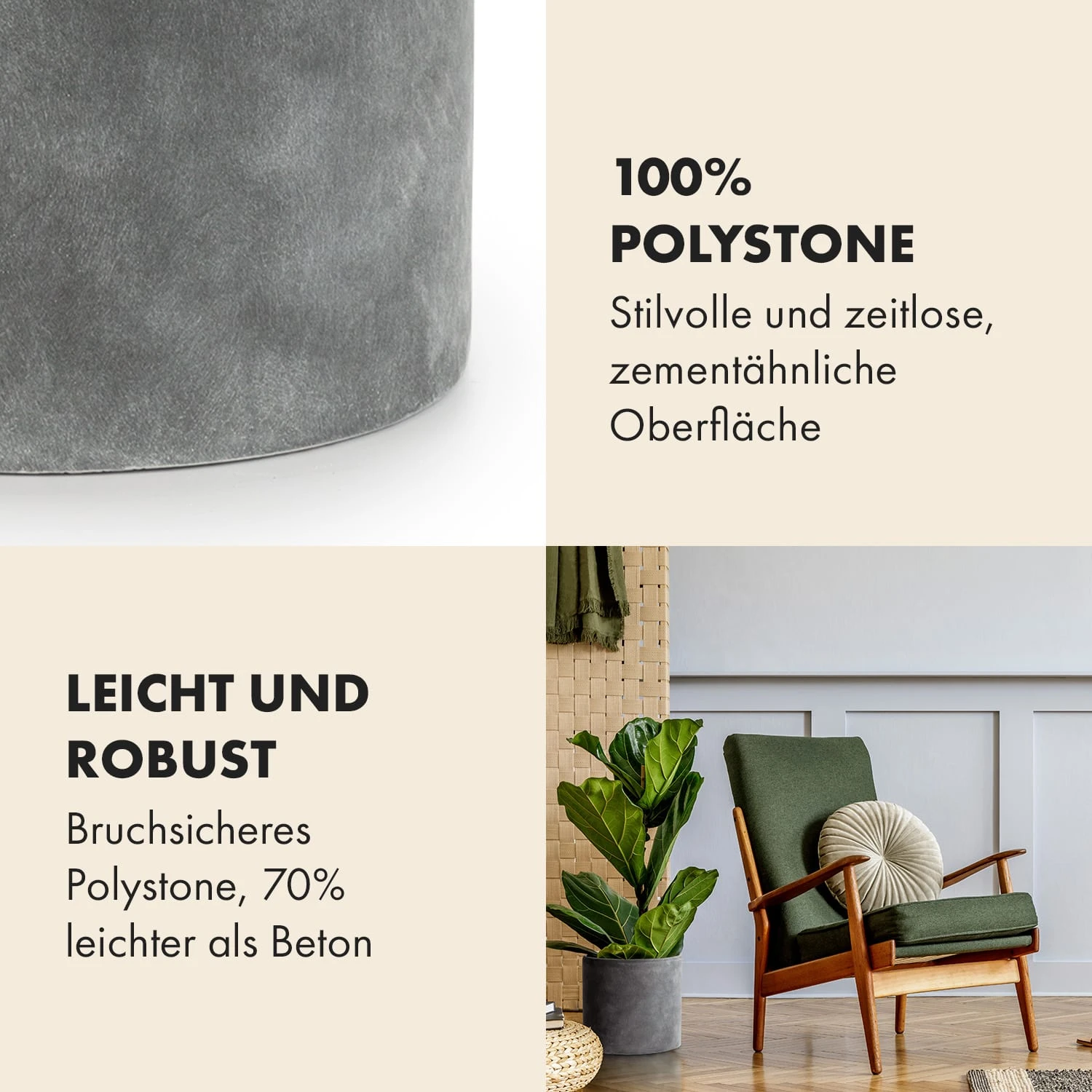 Venlo Blumentopf Polystone in- und outdoor 3 Größen Venlo Blumentopf Polystone In- Und Outdoor 3 Größen -Klarstein Verkaufs 10038470 de 0003 usp