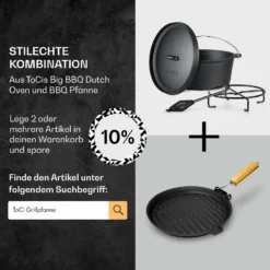 Galloway Dutch Oven 6.0 BBQ-Topf Gusseisen Voreingebrannt Größe M / 6 Qt -Klarstein Verkaufs 10038581 de 0007 usp