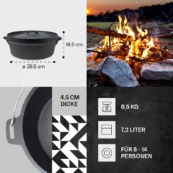 Galloway Dutch Oven 9.0 BBQ-Topf Gusseisen Größe L / 9 Qt -Klarstein Verkaufs 10038582 de 0004 usp