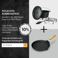 Galloway Dutch Oven 6.0 BBQ-Topf Gusseisen Standfüße Größe M / 6 Qt -Klarstein Verkaufs 10038585 de 0007 usp