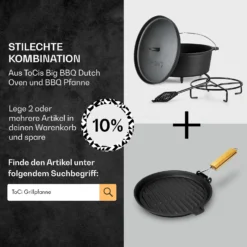 Galloway Dutch Oven 12.0 BBQ-Topf Gusseisen Standfüße Größe XL / 12 Qt -Klarstein Verkaufs 10038587 de 0007 usp