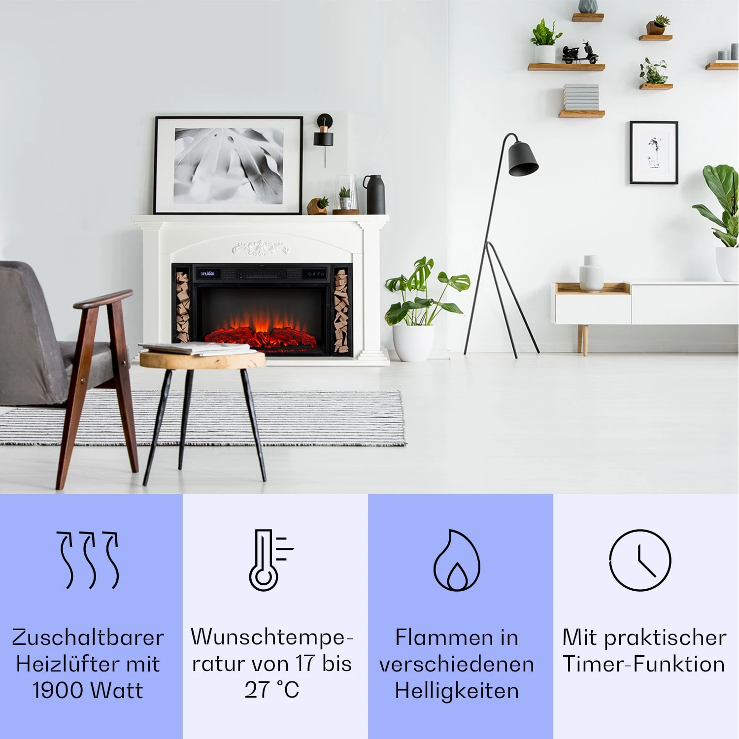 Saint Helens Elektrokamin 1900 W LED-Technik Fernbedienung Saint Helens Elektrokamin 1900 W LED-Technik Fernbedienung -Klarstein Verkaufs 10038615 de 0003 usp