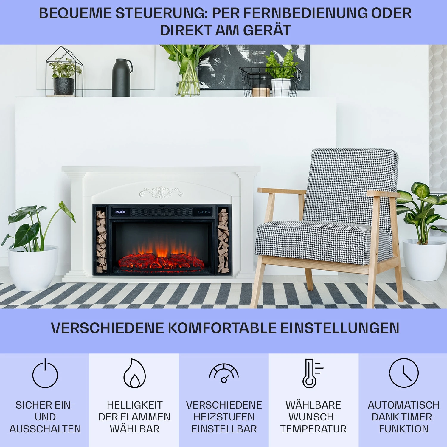 Saint Helens Elektrokamin 1900 W LED-Technik Fernbedienung Saint Helens Elektrokamin 1900 W LED-Technik Fernbedienung -Klarstein Verkaufs 10038615 de 0006 usp