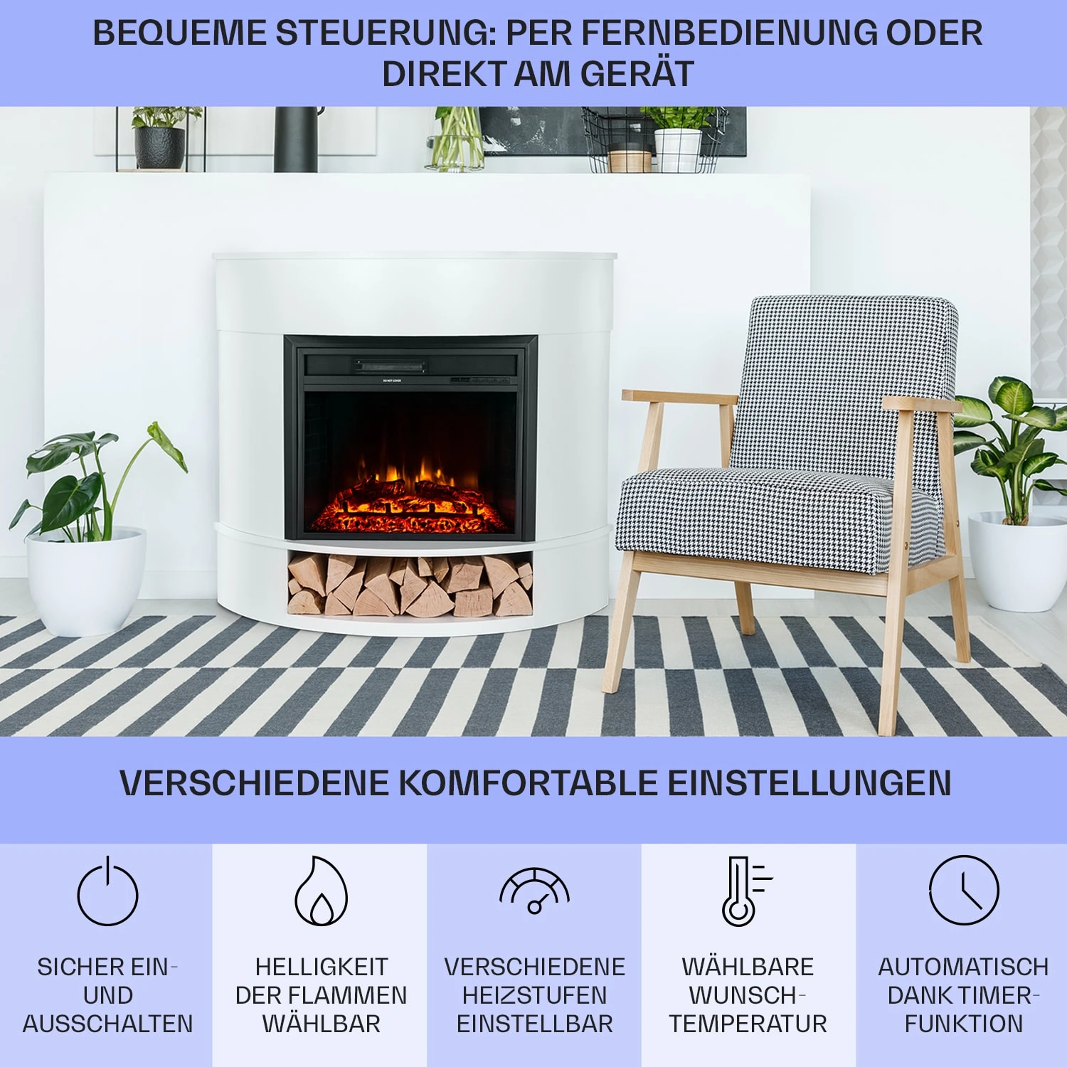 Loloru Elektrokamin Heizlüfter 900/1800W Wochentimer Fernbedienung Loloru Elektrokamin Heizlüfter 900/1800W Wochentimer Fernbedienung -Klarstein Verkaufs 10038631 de 0006 usp