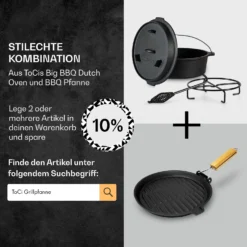 Guernsey Premium Dutch Oven 9.0 BBQ-Topf Gusseisen Voreingebrannt Größe L / 9 Qt -Klarstein Verkaufs 10038639 de 0007 usp