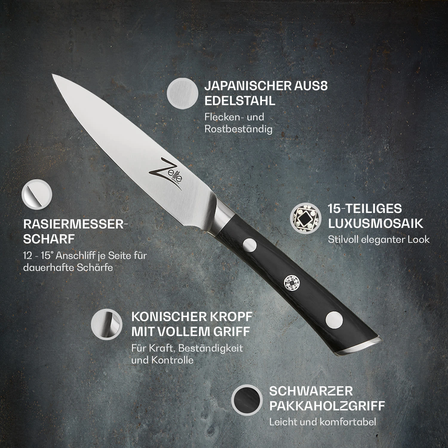 Razor-Edge Serie 4" Schälmesser 59 HRC Edelstahl Razor-Edge Serie 4" Schälmesser 59 HRC Edelstahl -Klarstein Verkaufs 10039044 de 0002 logo