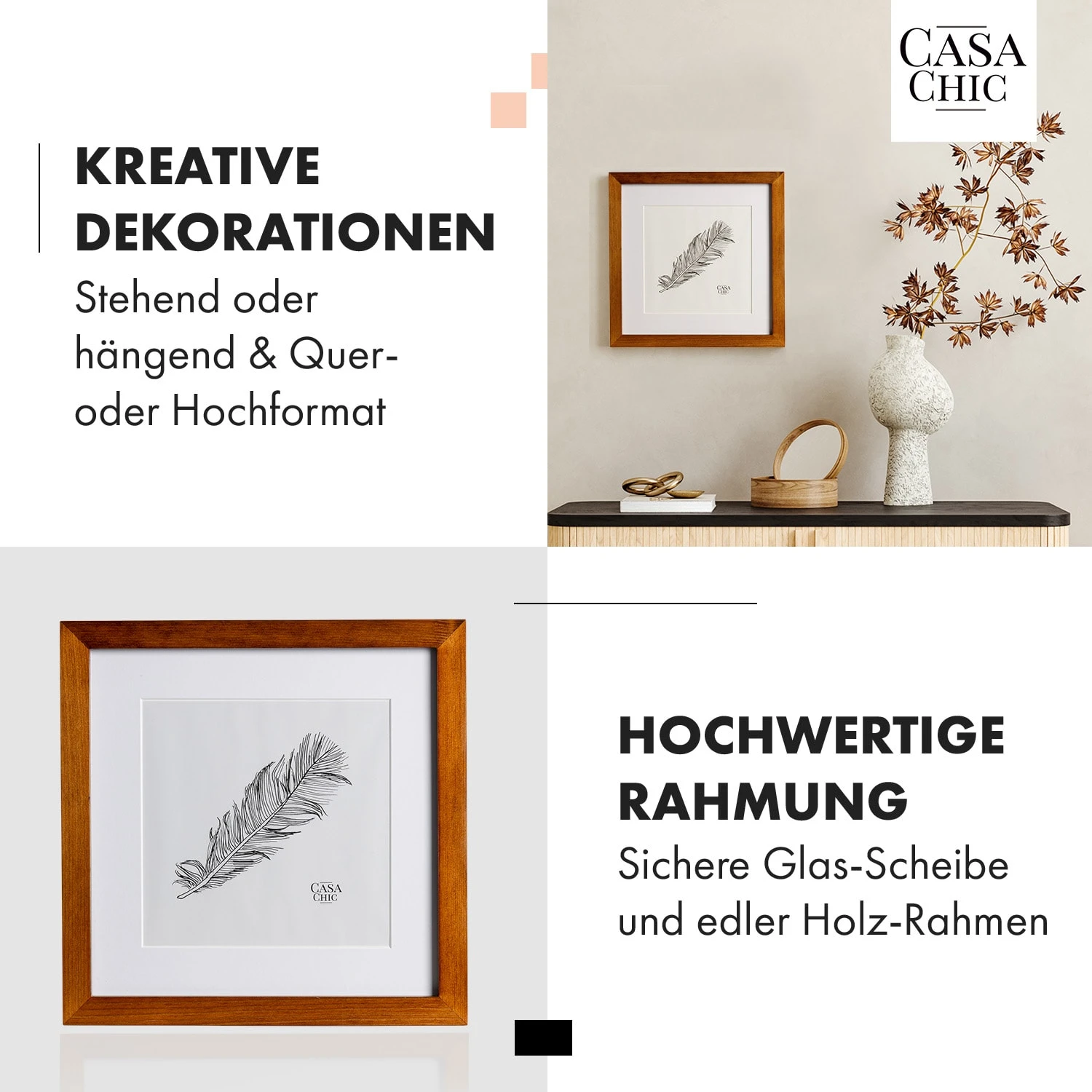 Bristol Bilderrahmen Glasscheibe 25 x 25 cm mit Passepartout Echtholz Bristol Bilderrahmen Glasscheibe 25 X 25 Cm Mit Passepartout Echtholz -Klarstein Verkaufs 10039322 de 0003 usp