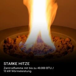 Pilos Gas-Feuerstelle 40.000BTU/13kW Abdeckung Edelstahlbrenner -Klarstein Verkaufs 10039400 de 0003 logo