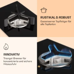 Trifecta 1 Gaskochfeld 1-flammig Starkbrenner Glaskeramik -Klarstein Verkaufs 10039420 de 0004 logo