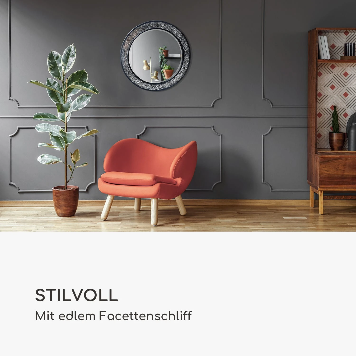 Cheyne Wandspiegel Holzrahmen rund Ø 60 cm Mosaik-Design Cheyne Wandspiegel Holzrahmen Rund Ø 60 Cm Mosaik-Design -Klarstein Verkaufs 10039463 de 0003 logo