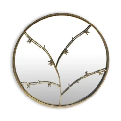 Berkeley Wandspiegel Metallrahmen Rund  Ø 80 Cm Zweig-Design