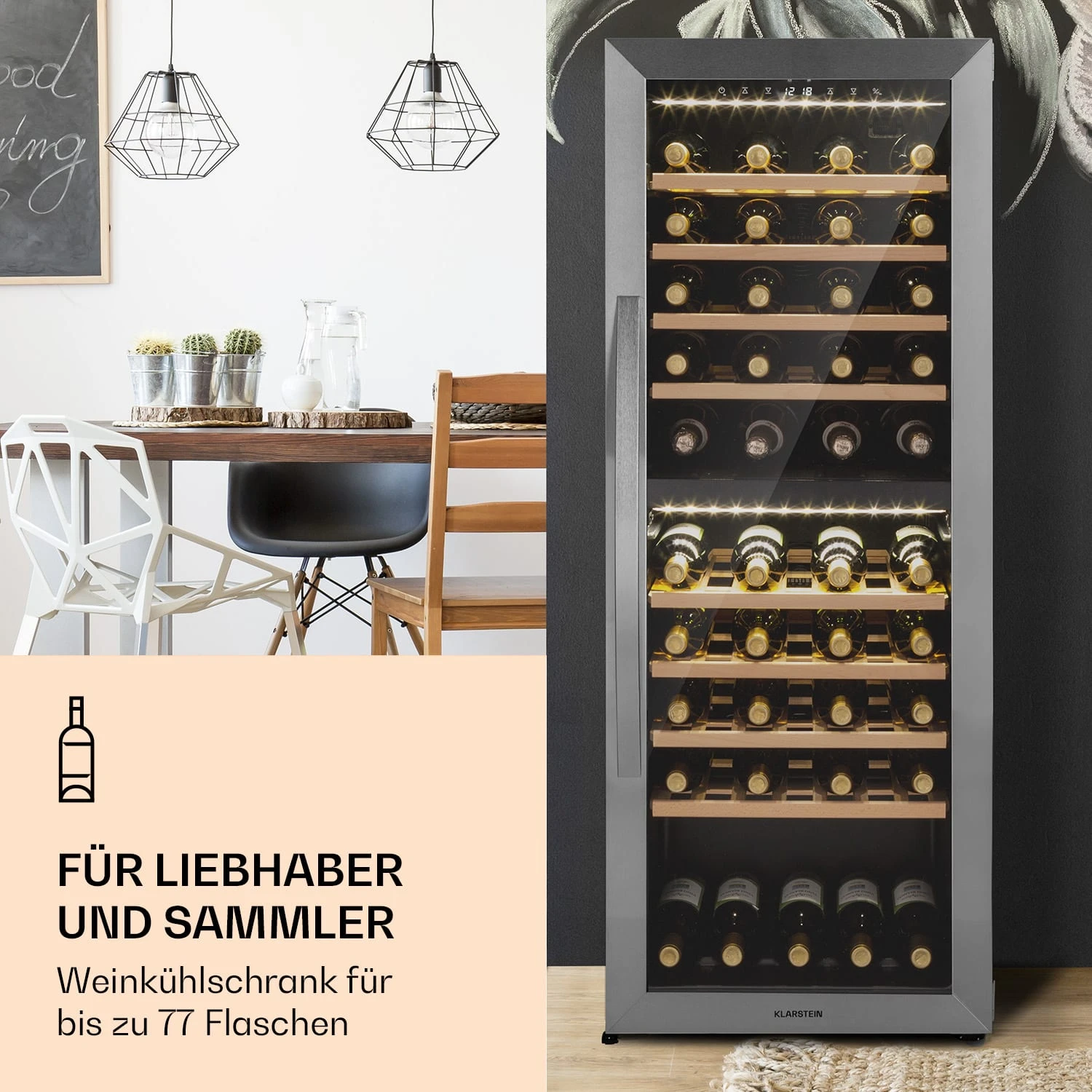 Klarstein Vinamour 77 Duo Weinkühlschrank 191 Liter 5 - 20 °C 2 Kühlzonen Klarstein Vinamour 77 Duo Weinkühlschrank 191 Liter 5 - 20 °C 2 Kühlzonen -Klarstein Verkaufs 10039771 de 0002 logo