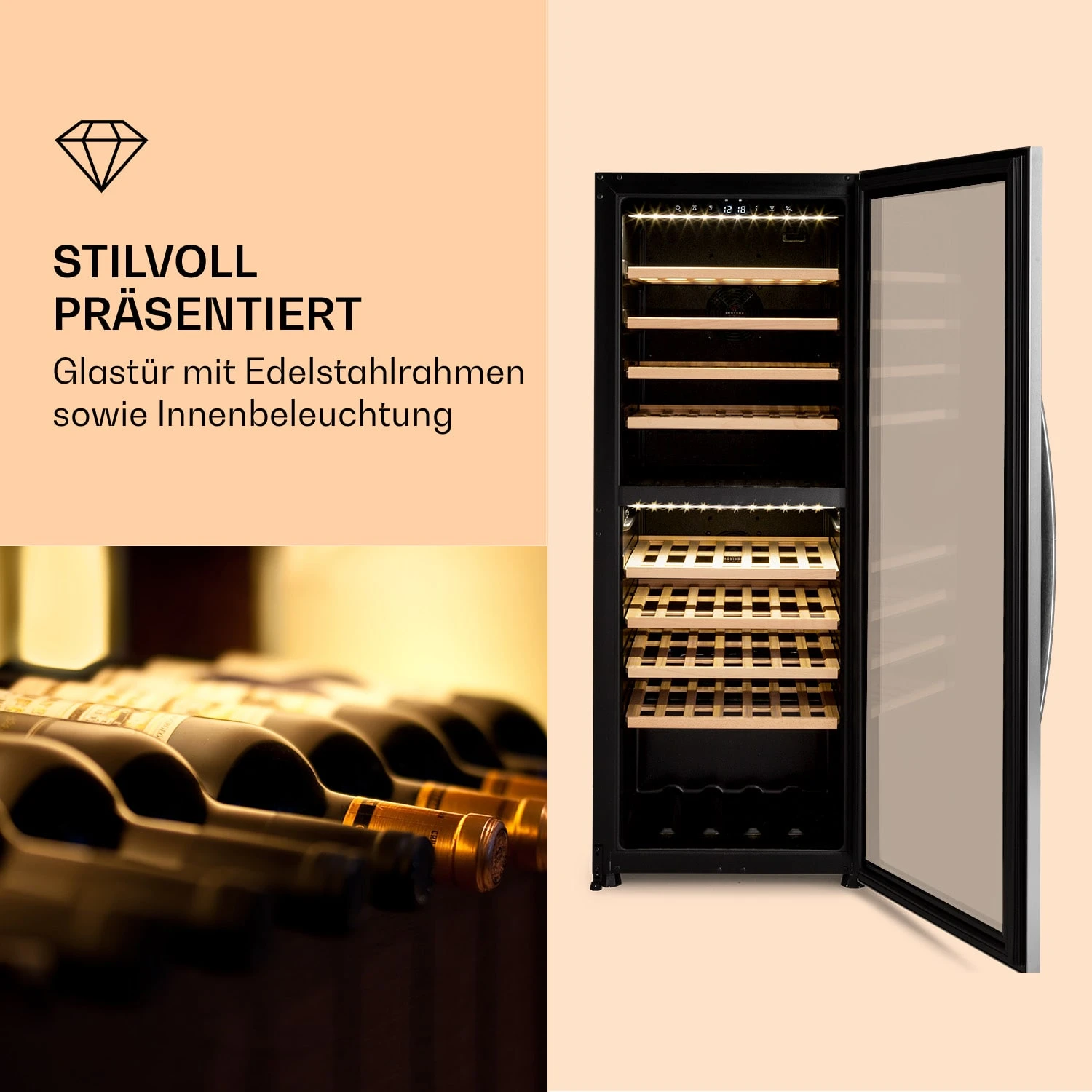 Klarstein Vinamour 77 Duo Weinkühlschrank 191 Liter 5 - 20 °C 2 Kühlzonen Klarstein Vinamour 77 Duo Weinkühlschrank 191 Liter 5 - 20 °C 2 Kühlzonen -Klarstein Verkaufs 10039771 de 0003 logo