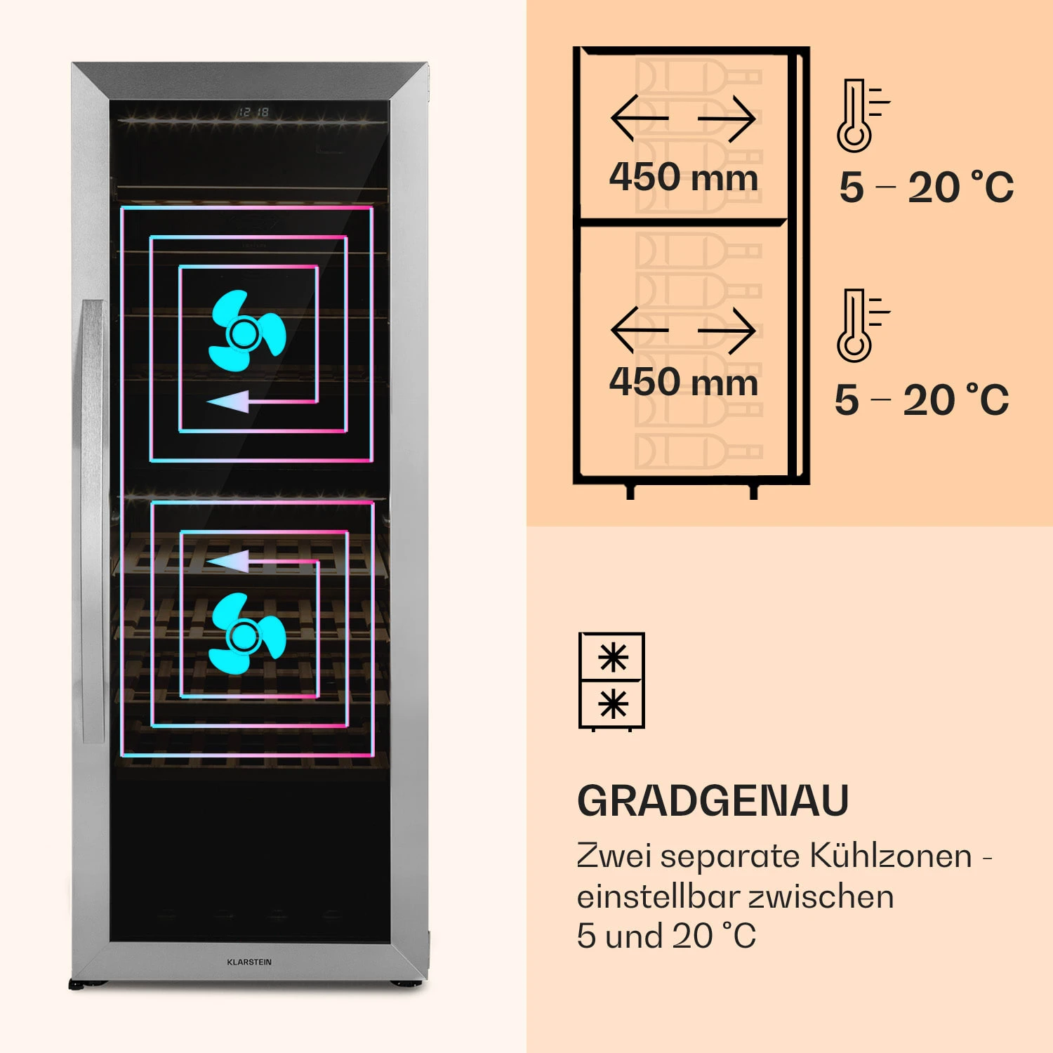 Klarstein Vinamour 77 Duo Weinkühlschrank 191 Liter 5 - 20 °C 2 Kühlzonen Klarstein Vinamour 77 Duo Weinkühlschrank 191 Liter 5 - 20 °C 2 Kühlzonen -Klarstein Verkaufs 10039771 de 0004 logo