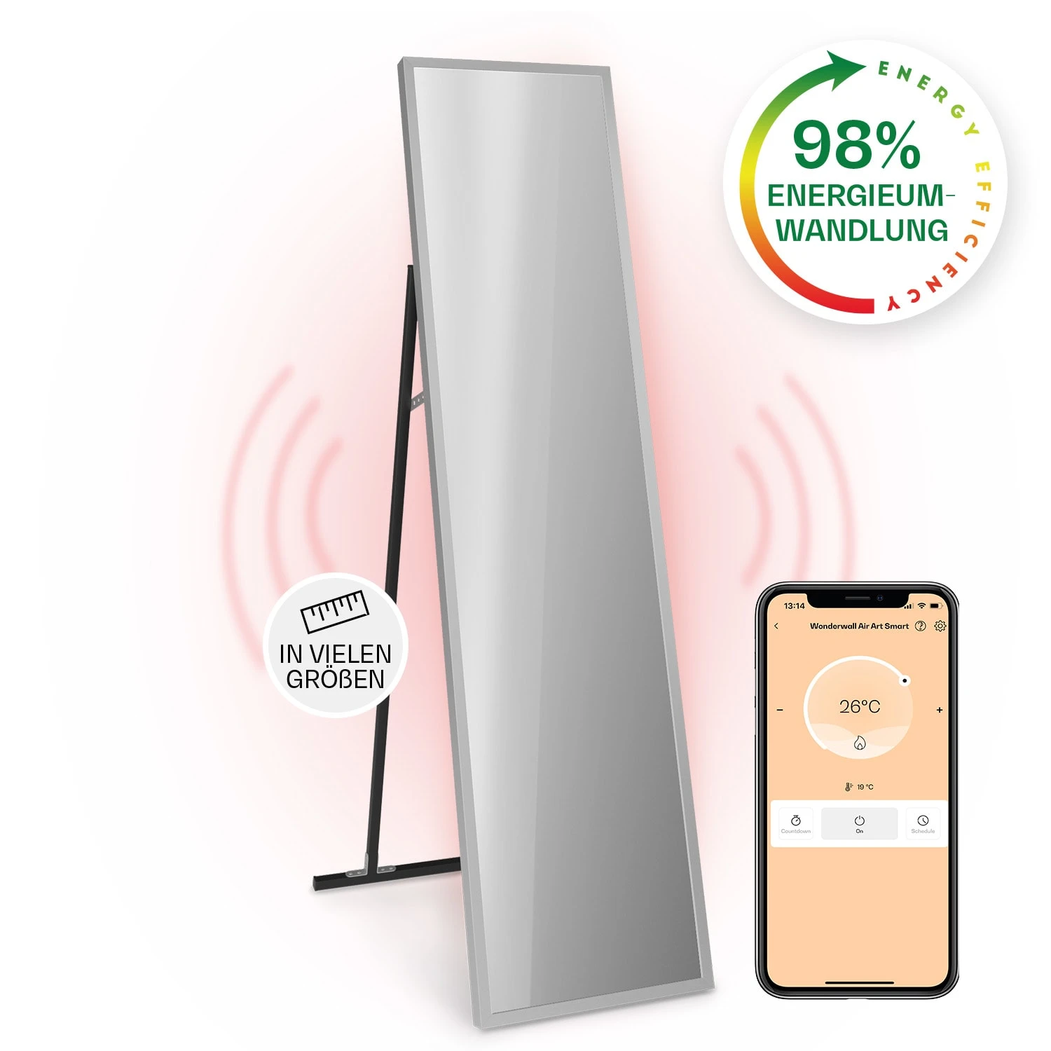 La Palma 900 smart Infrarotstrahler Konvektor 40x160cm 900W Spiegel Standfuß La Palma 900 Smart Infrarotstrahler Konvektor 40x160cm 900W Spiegel Standfuß -Klarstein Verkaufs 10039841 de 0001 main