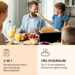 Oklahoma Brotkasten Metall 35,5x15,5x23 Cm Bambus-Deckel Schneidebrett -Klarstein Verkaufs 10039843 de 0003 logo