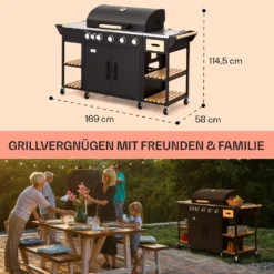 Jersey Outdoor Kitchen Gasgrill 20,7 KW 5+1 Brenner Mobil Regenschutz -Klarstein Verkaufs 10039855 de 0006 usp
